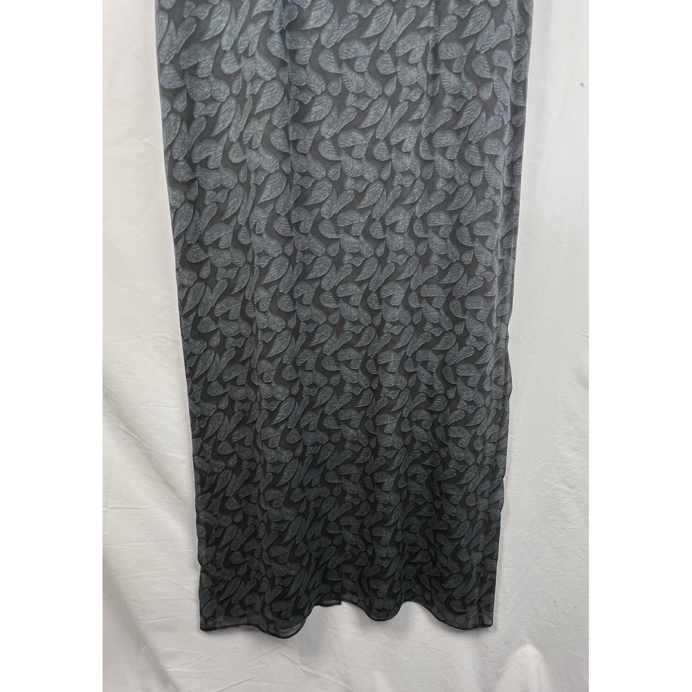 Banana Republic Sz 8 Gray 100% Silk‎ Leaf Maxi Sheath Dress Sleeveless Back Slit - Picture 8 of 12